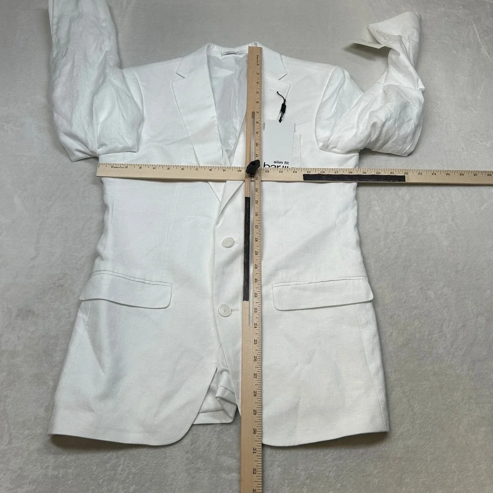 Bar III Linen Suit Jacket Mens 38L White Slim Fit Summer Coastal Sport Coat $360